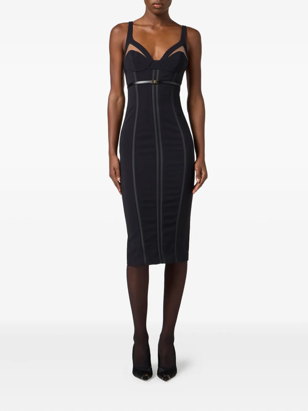 Elisabetta Franchi Bodycon jurk met bandjes - Zwart