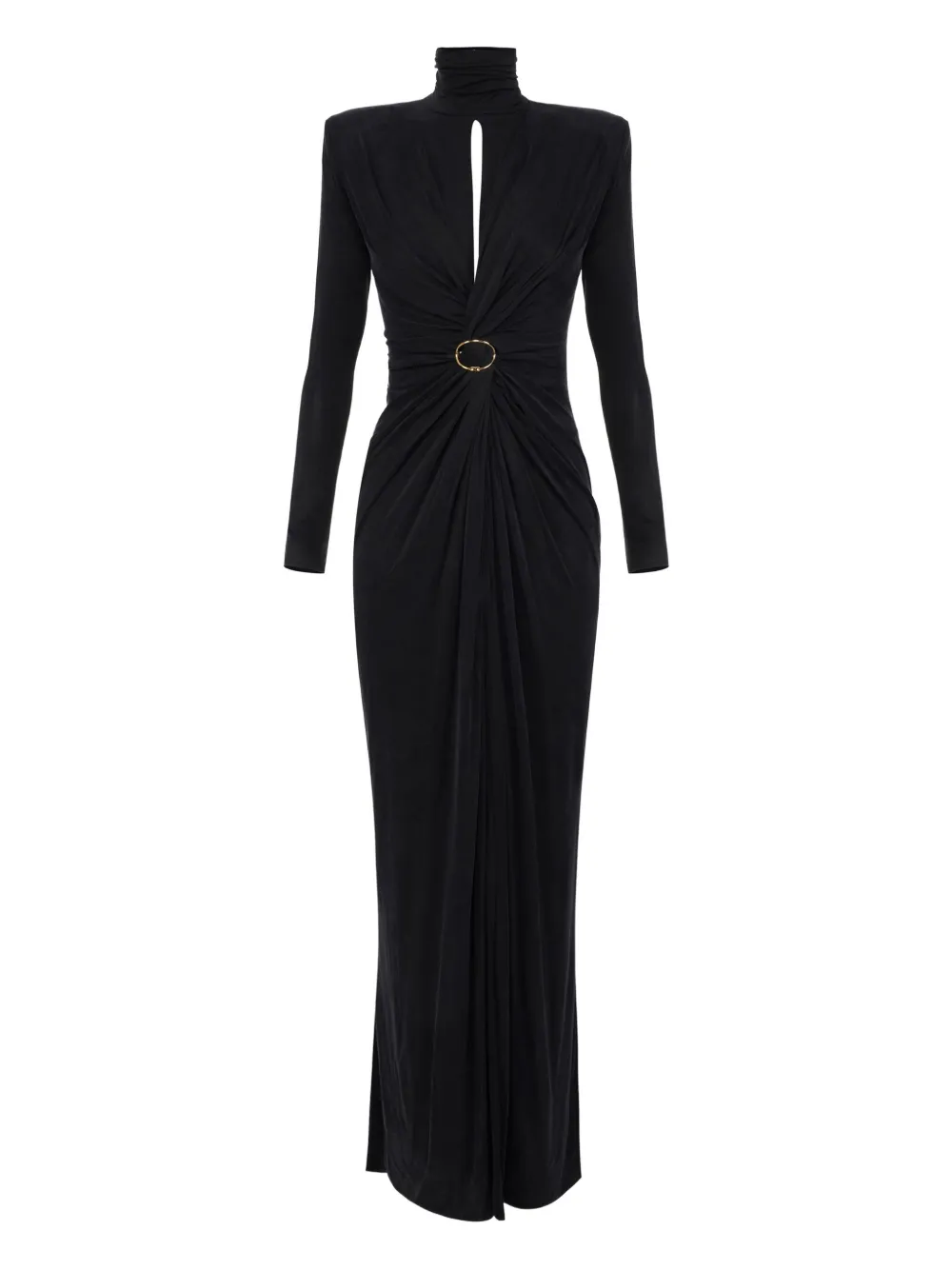 Elisabetta Franchi draped high-neck maxi dress Zwart