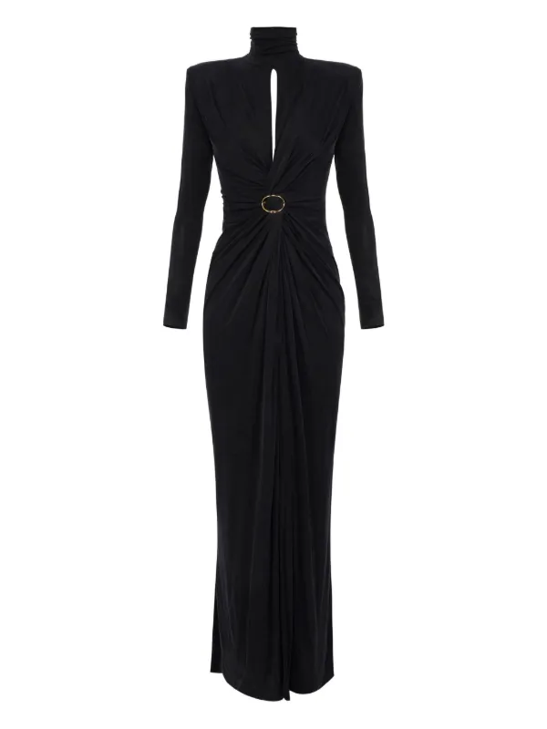 Elisabetta Franchi Draped high-neck Maxi Dress | Black | FARFETCH BH