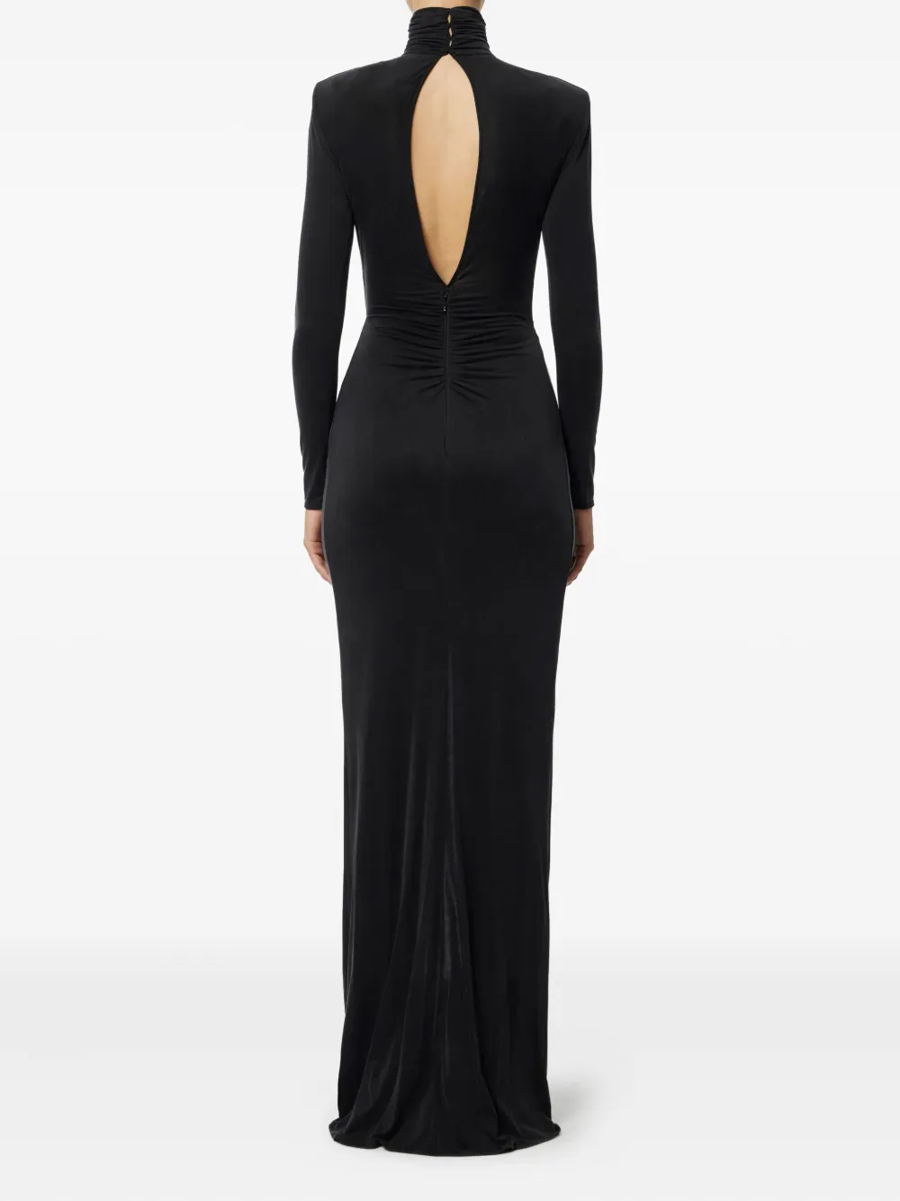 Elisabetta Franchi draped high-neck maxi dress Zwart