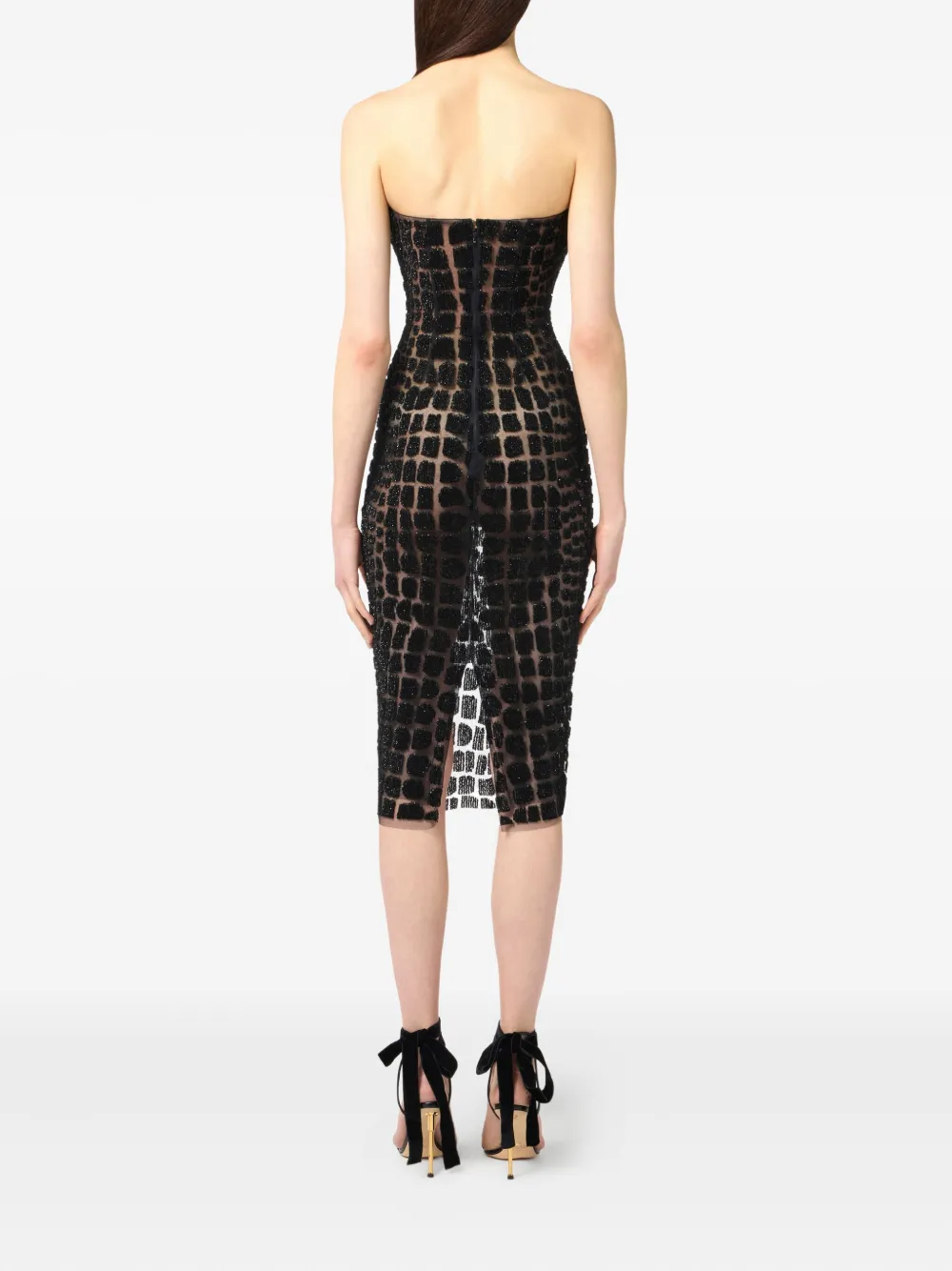 Elisabetta Franchi Crocodile-effect Midi Dress In Black