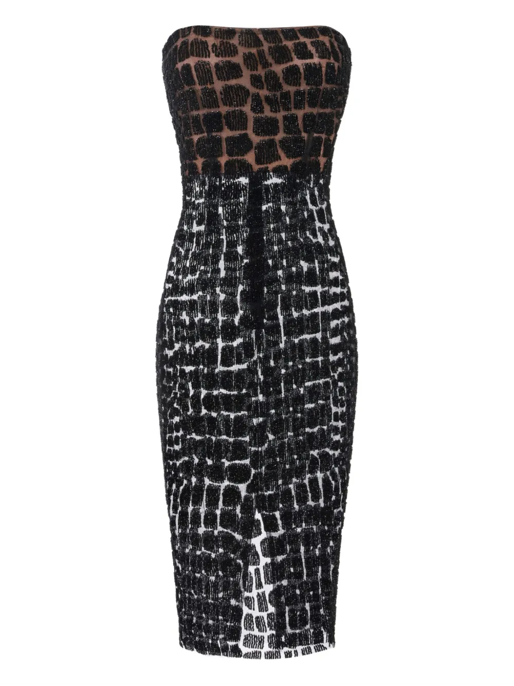 Elisabetta Franchi Crocodile-effect Midi Dress In Black