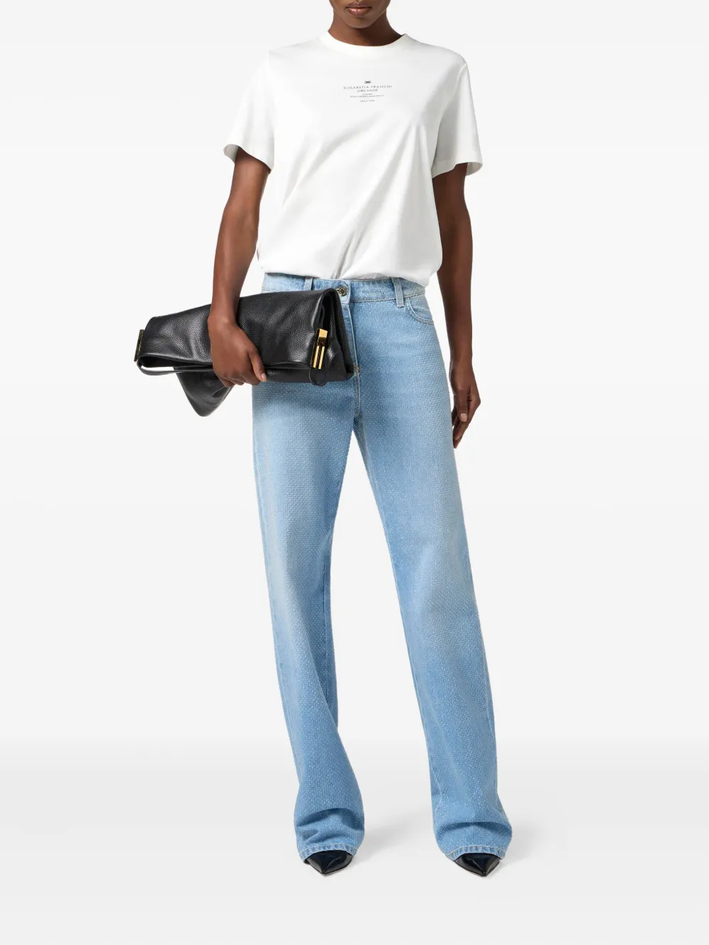 Elisabetta Franchi Jeans verfraaid met stras Blauw