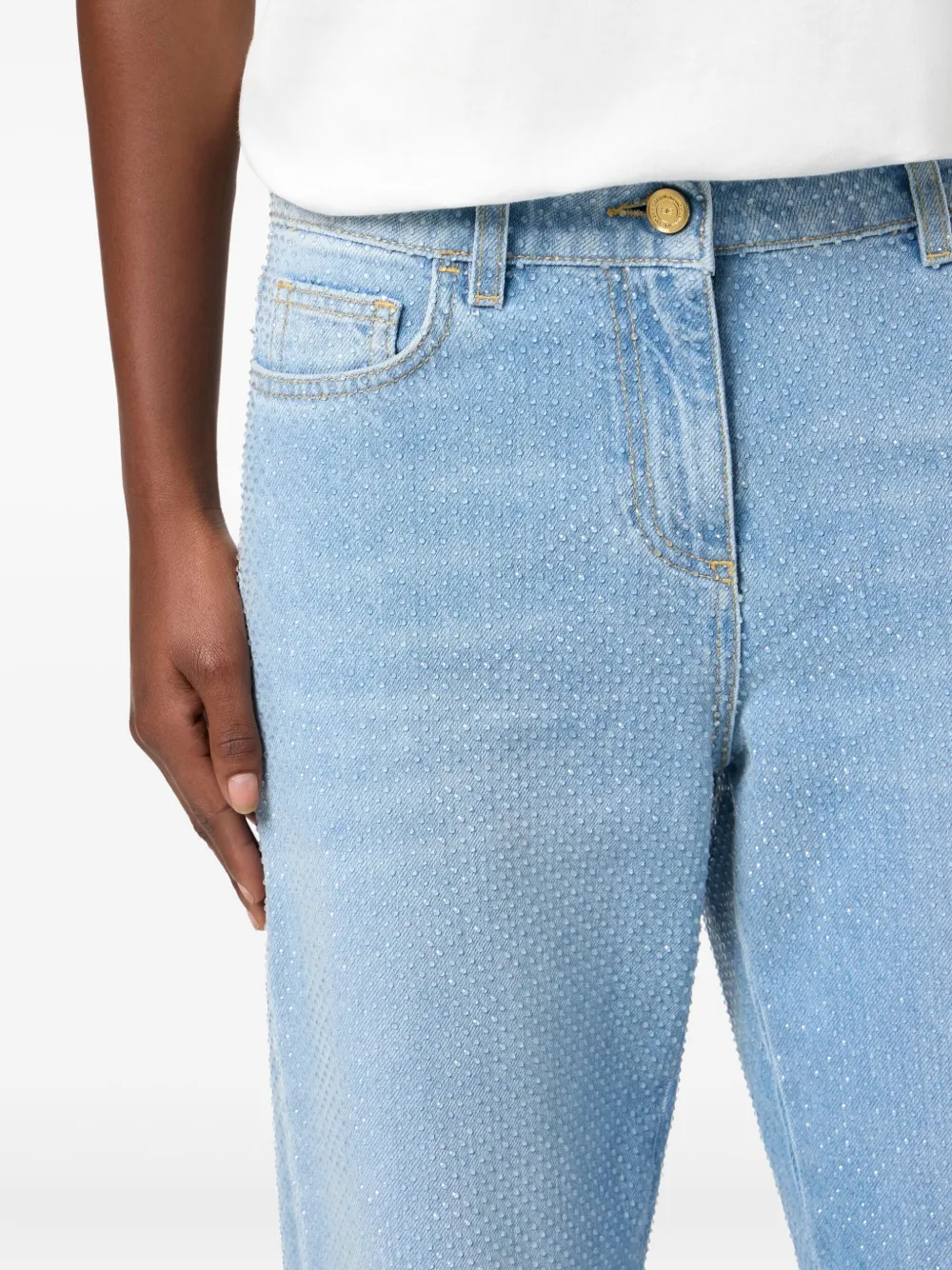 Elisabetta Franchi Jeans verfraaid met stras Blauw