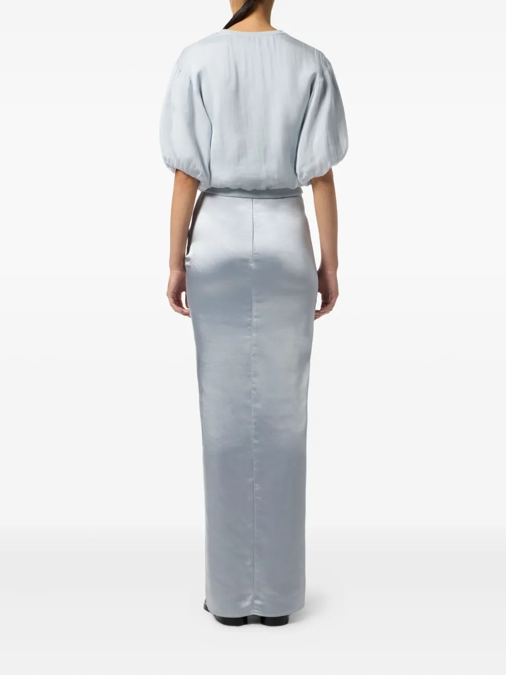 Elisabetta Franchi Draped Satin Maxi Skirt In Gray