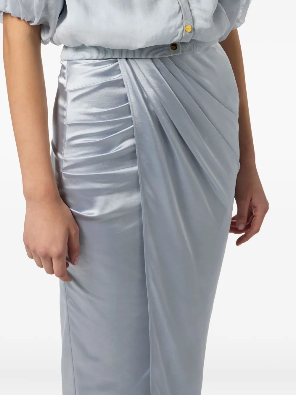 Elisabetta Franchi Draped Satin Maxi Skirt In Gray