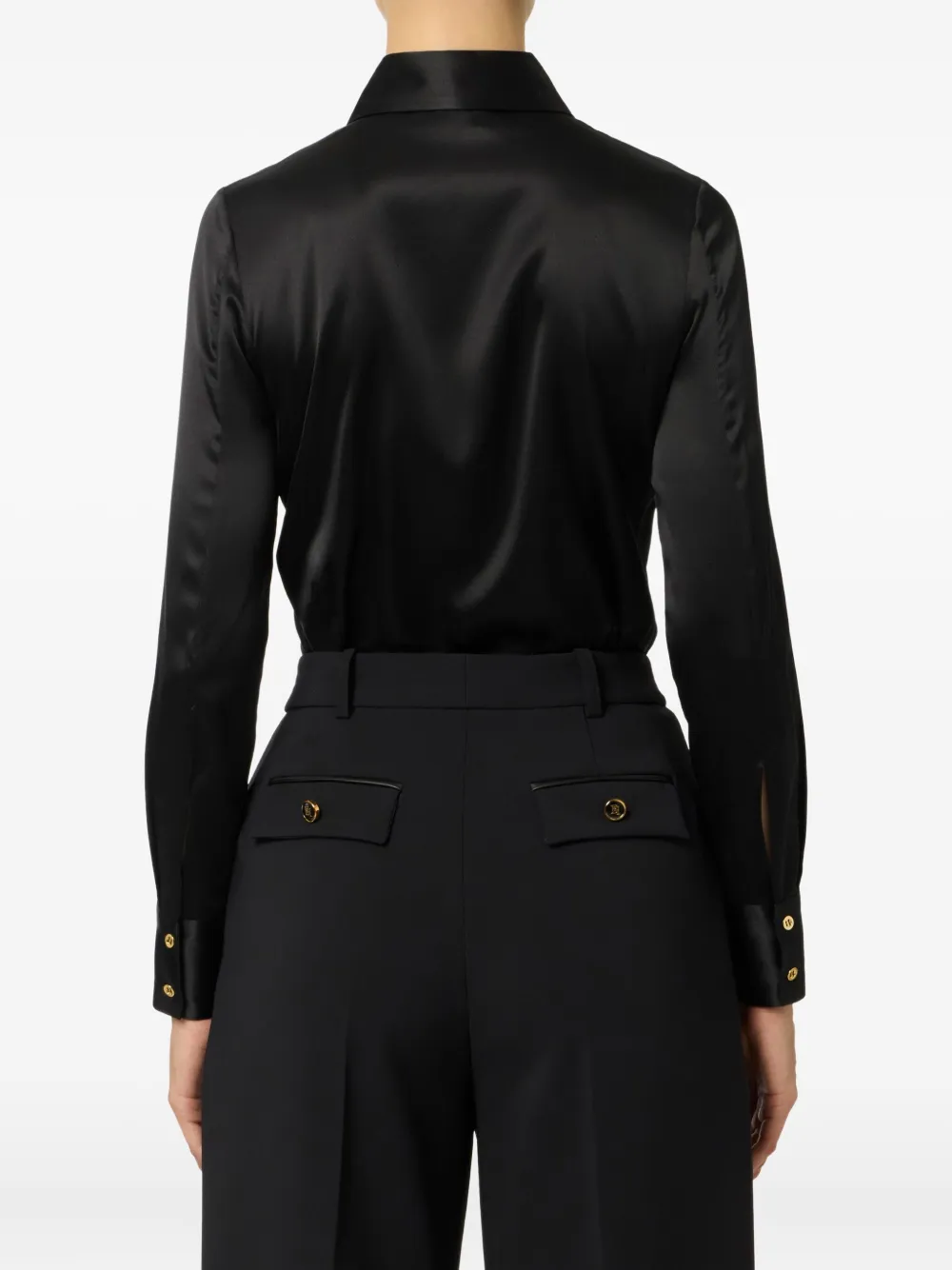 Elisabetta Franchi satin bow shirt Zwart
