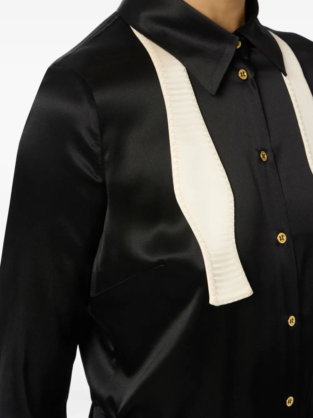 Elisabetta Franchi satin bow shirt Zwart