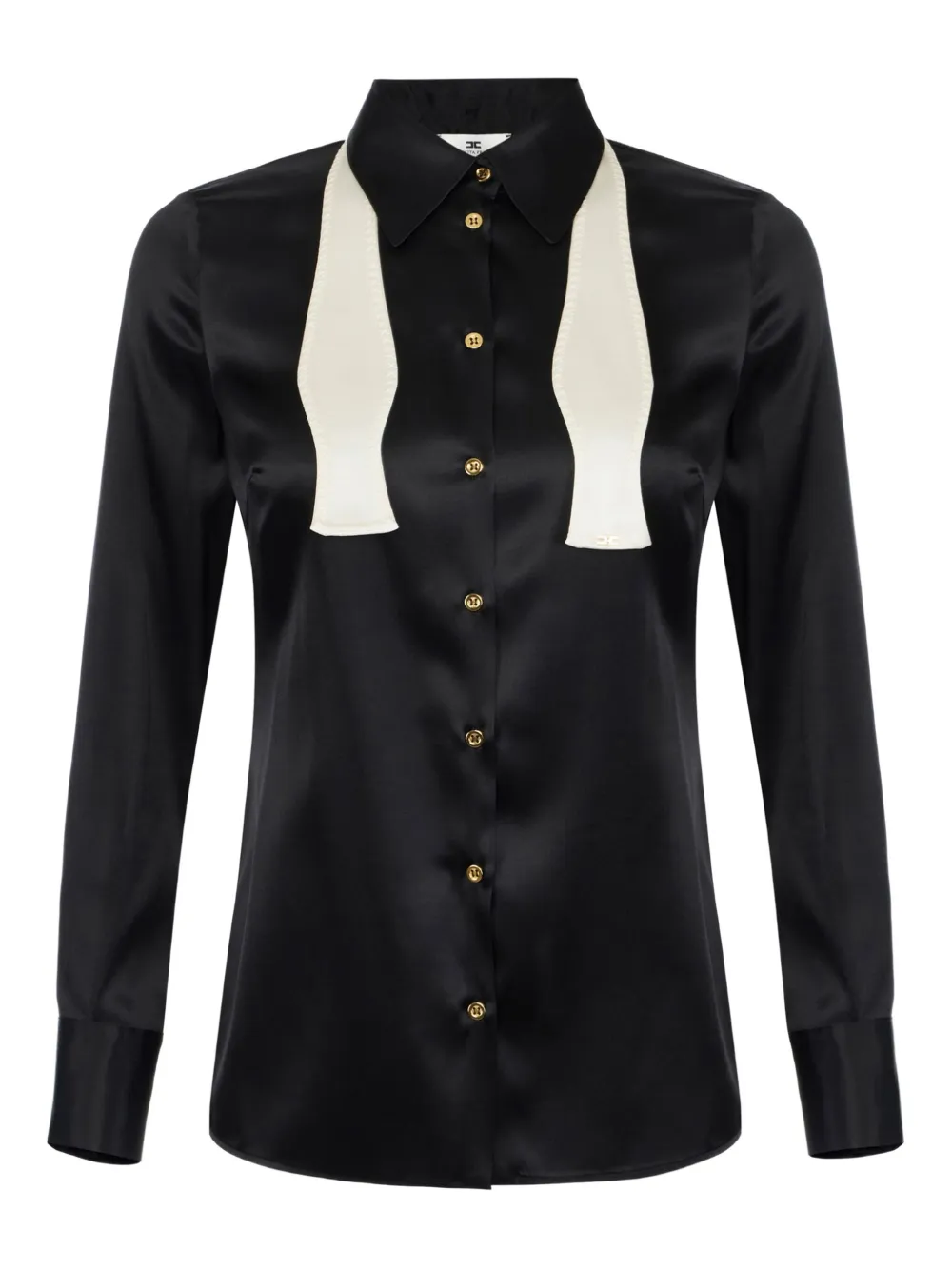 Elisabetta Franchi satin bow shirt Zwart