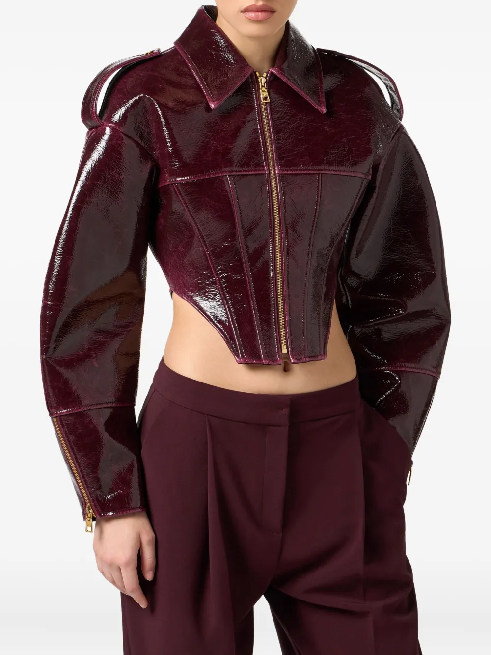 Elisabetta Franchi Corset Jacket In Brown