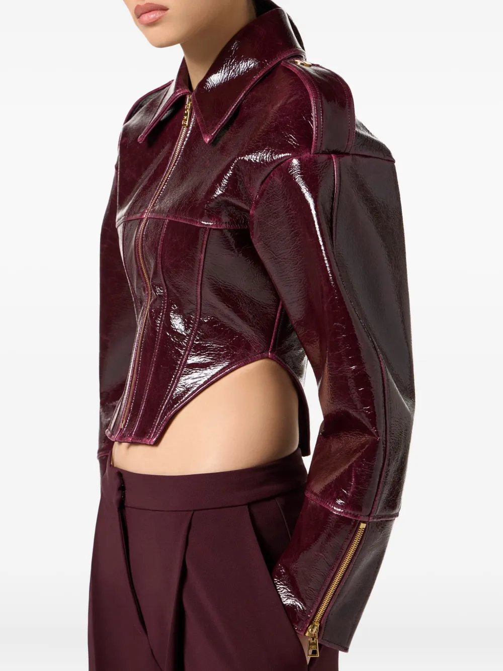 Elisabetta Franchi Corset Jacket In Brown
