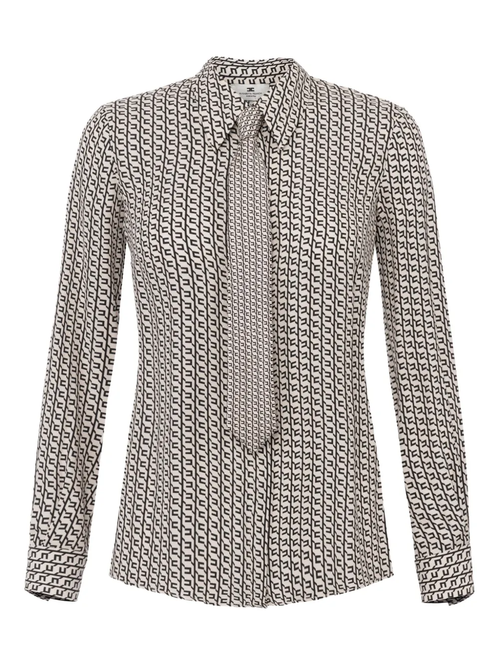 Elisabetta Franchi Blouse met geometrische print en gestrikte hals Wit