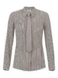 Elisabetta Franchi geometric-print tie-neck blouse - White