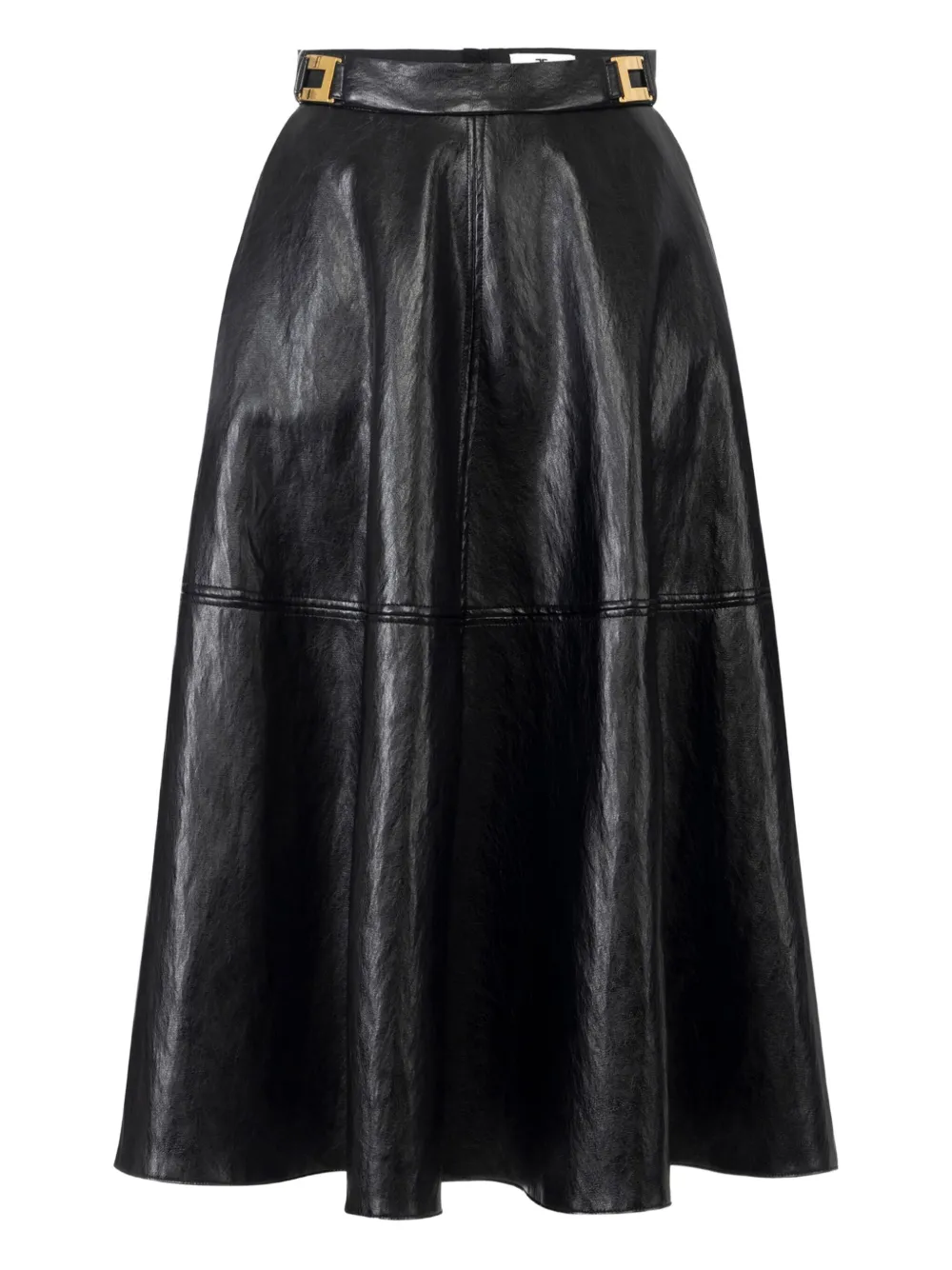 Elisabetta Franchi leather-effect belted midi skirt Zwart