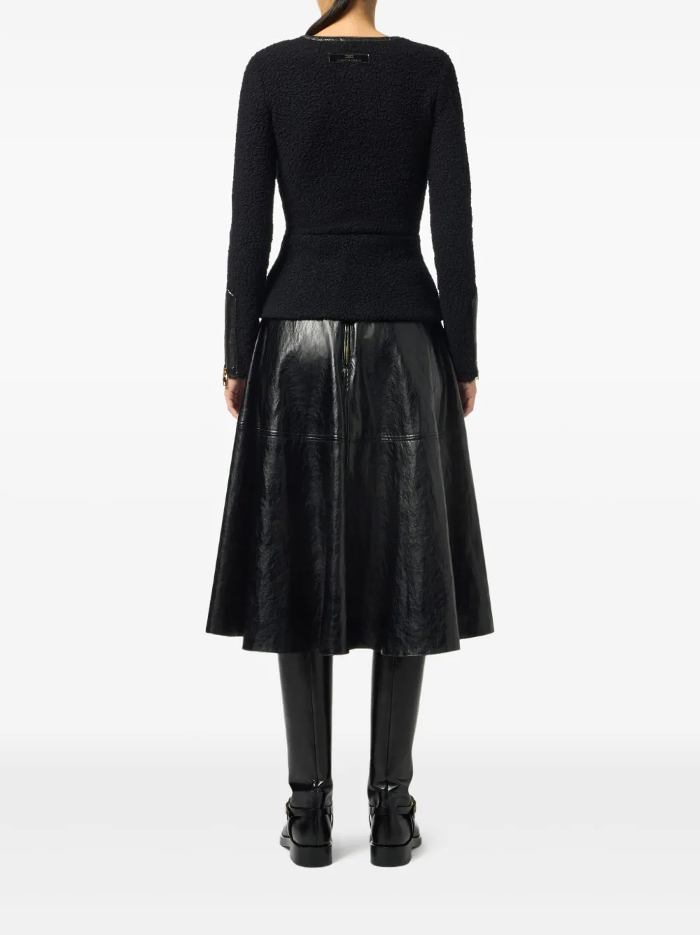 Elisabetta Franchi Midi-rok van imitatieleer met ceintuur Zwart