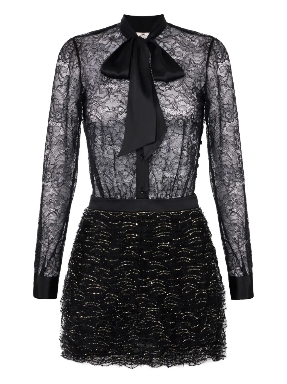 Elisabetta Franchi crystal-embellished lace dress | Black | Image 1