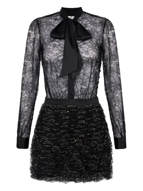 Elisabetta Franchi crystal-embellished lace dress