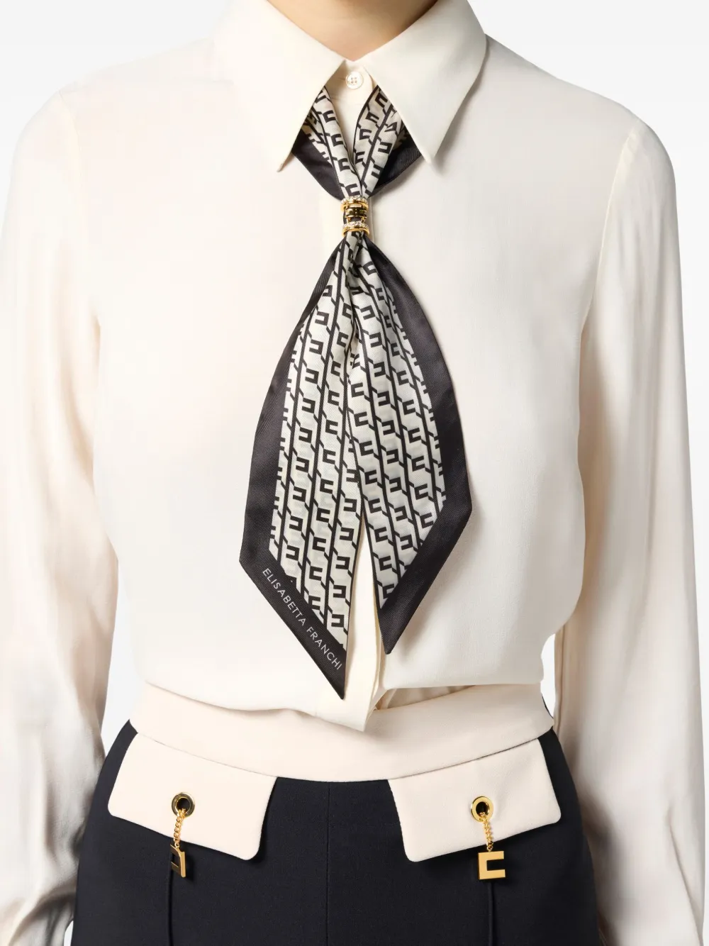 Elisabetta Franchi Foulard blouse met sjaalhals Beige