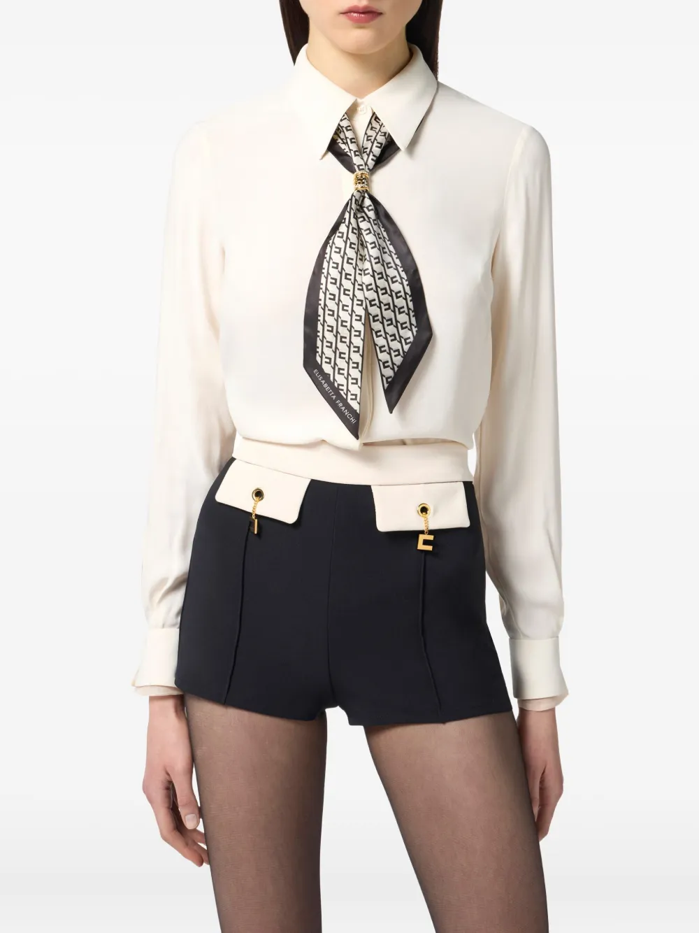 Elisabetta Franchi Foulard blouse met sjaalhals Beige