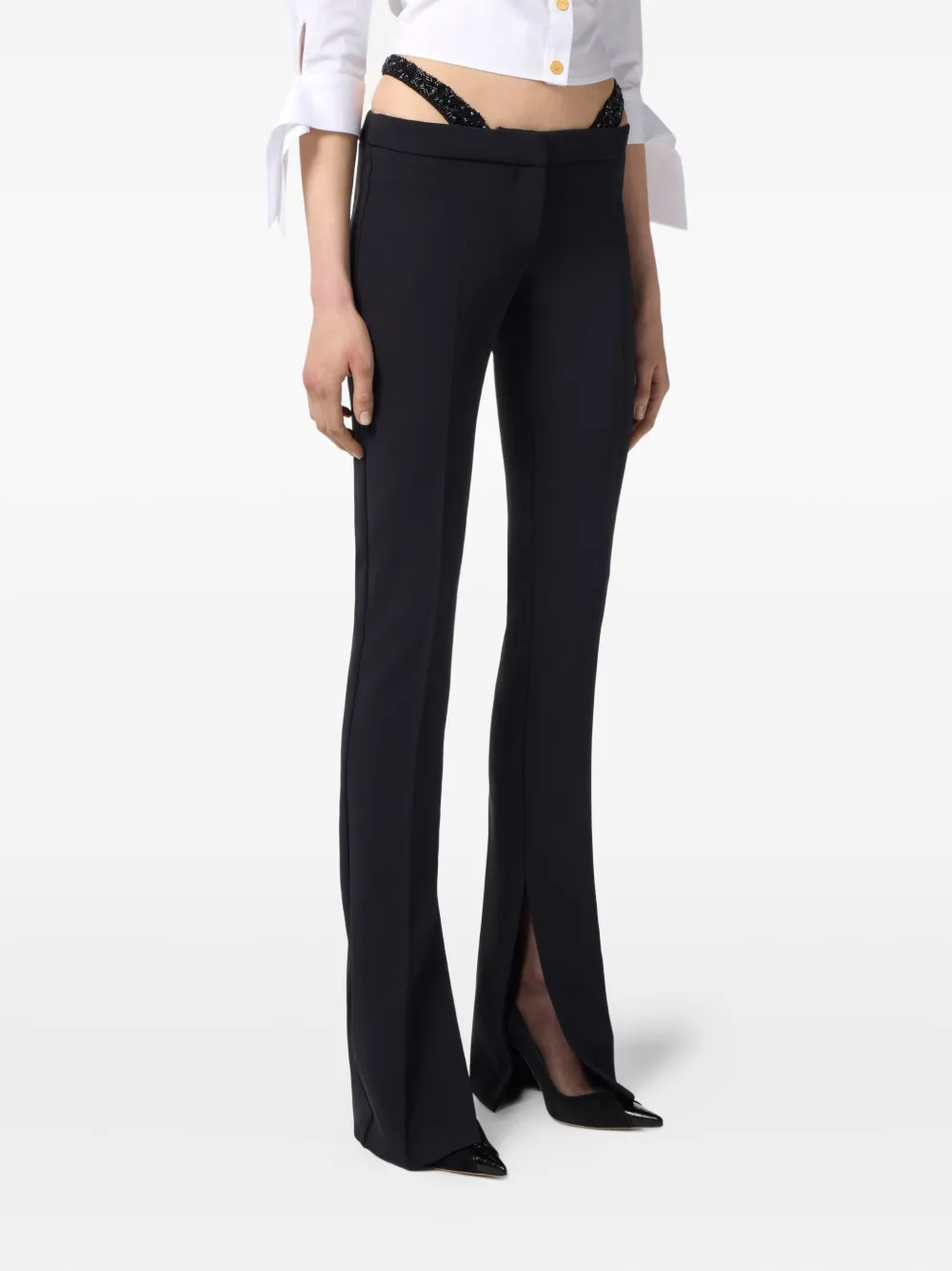 Elisabetta Franchi crystal-embellished straight-leg trousers | Black | Image 1