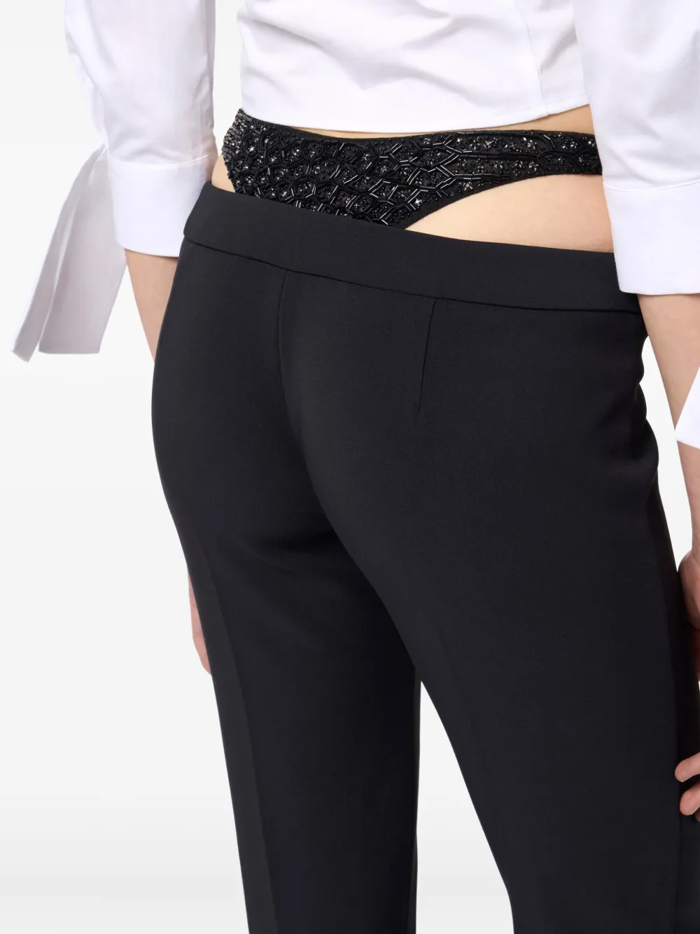 Elisabetta Franchi Crystal-embellished Straight-leg Trousers In Black