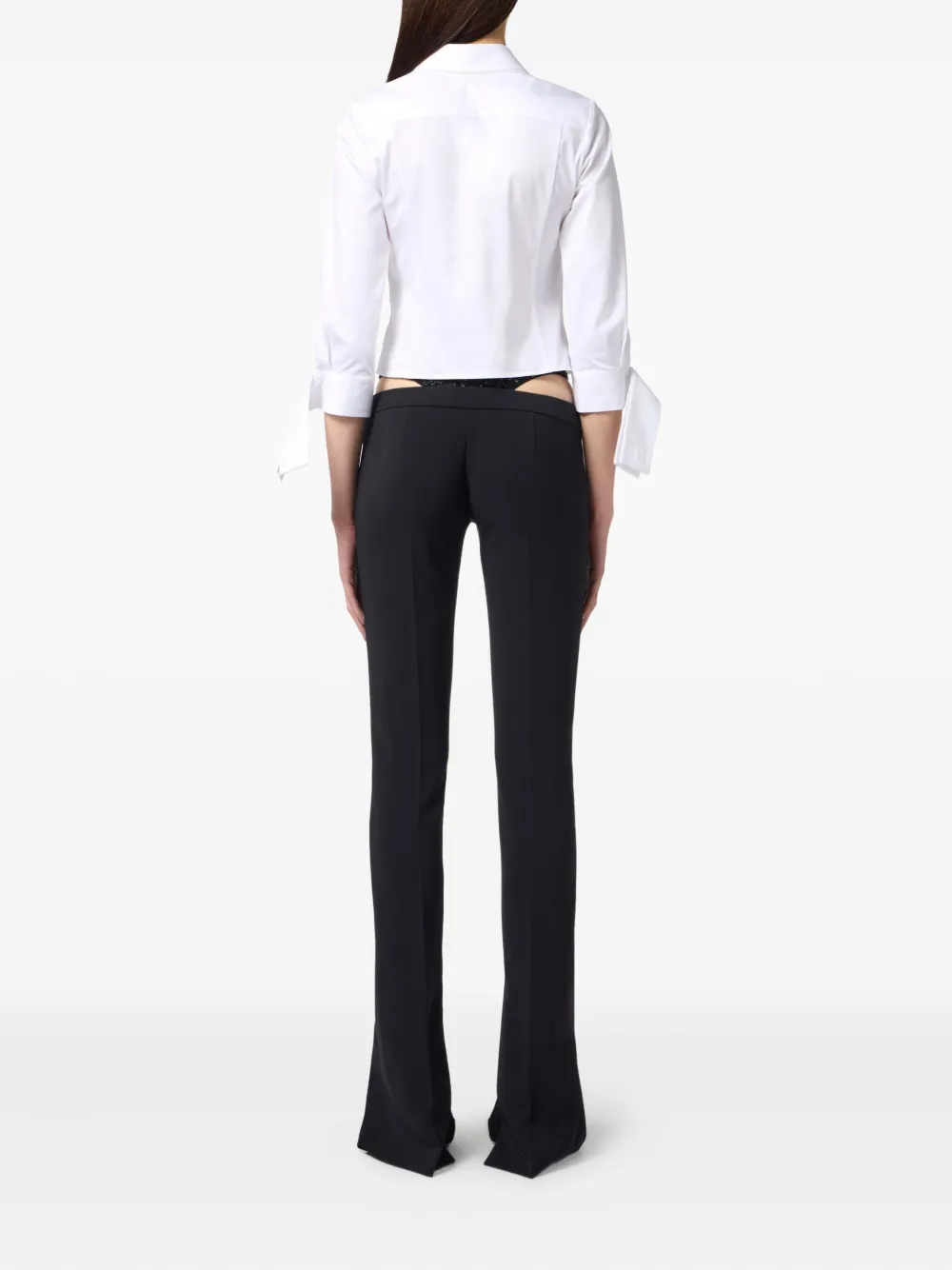 Elisabetta Franchi Crystal-embellished Straight-leg Trousers In Black