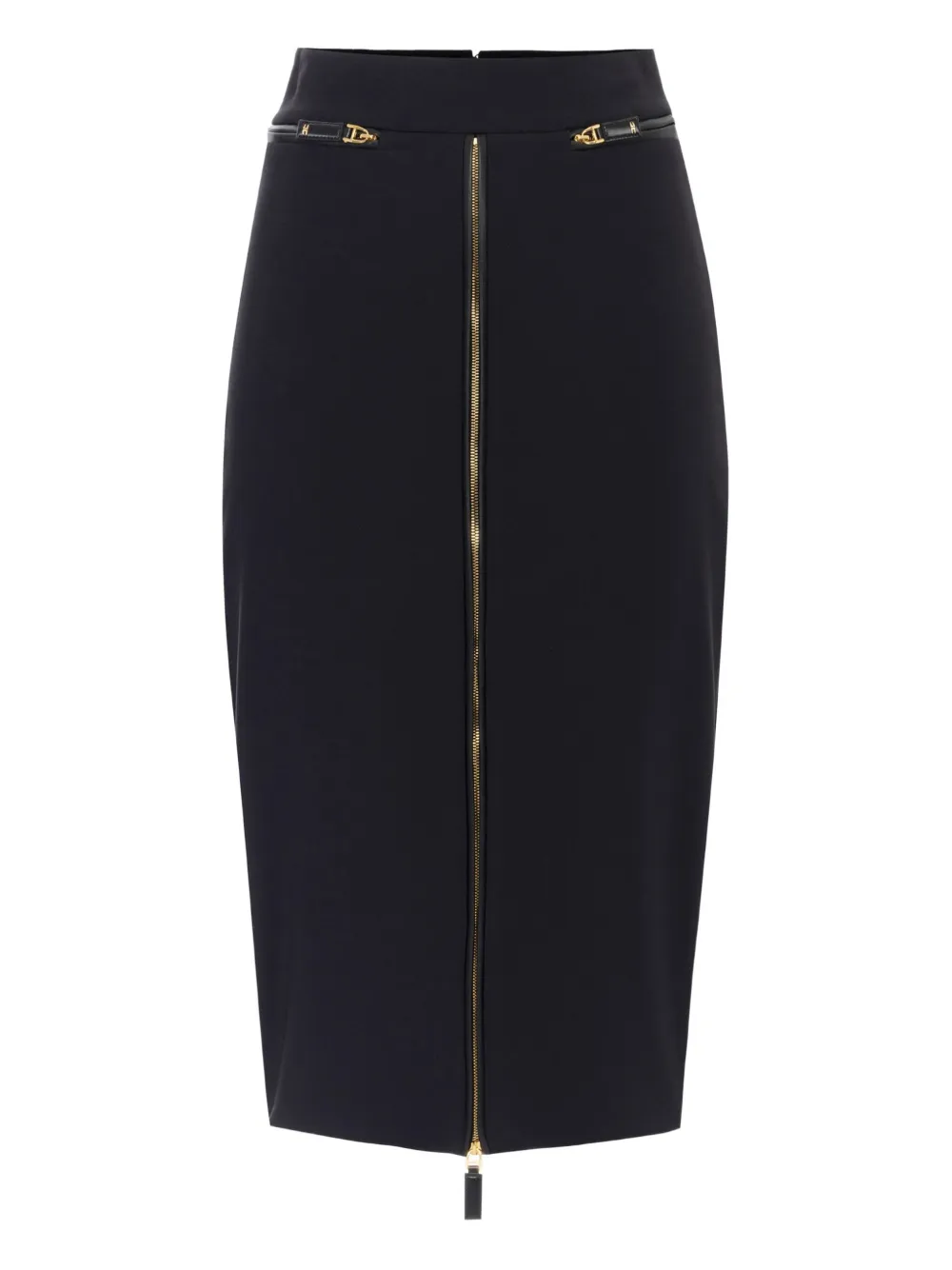 Elisabetta Franchi zip-front crêpe midi skirt Zwart
