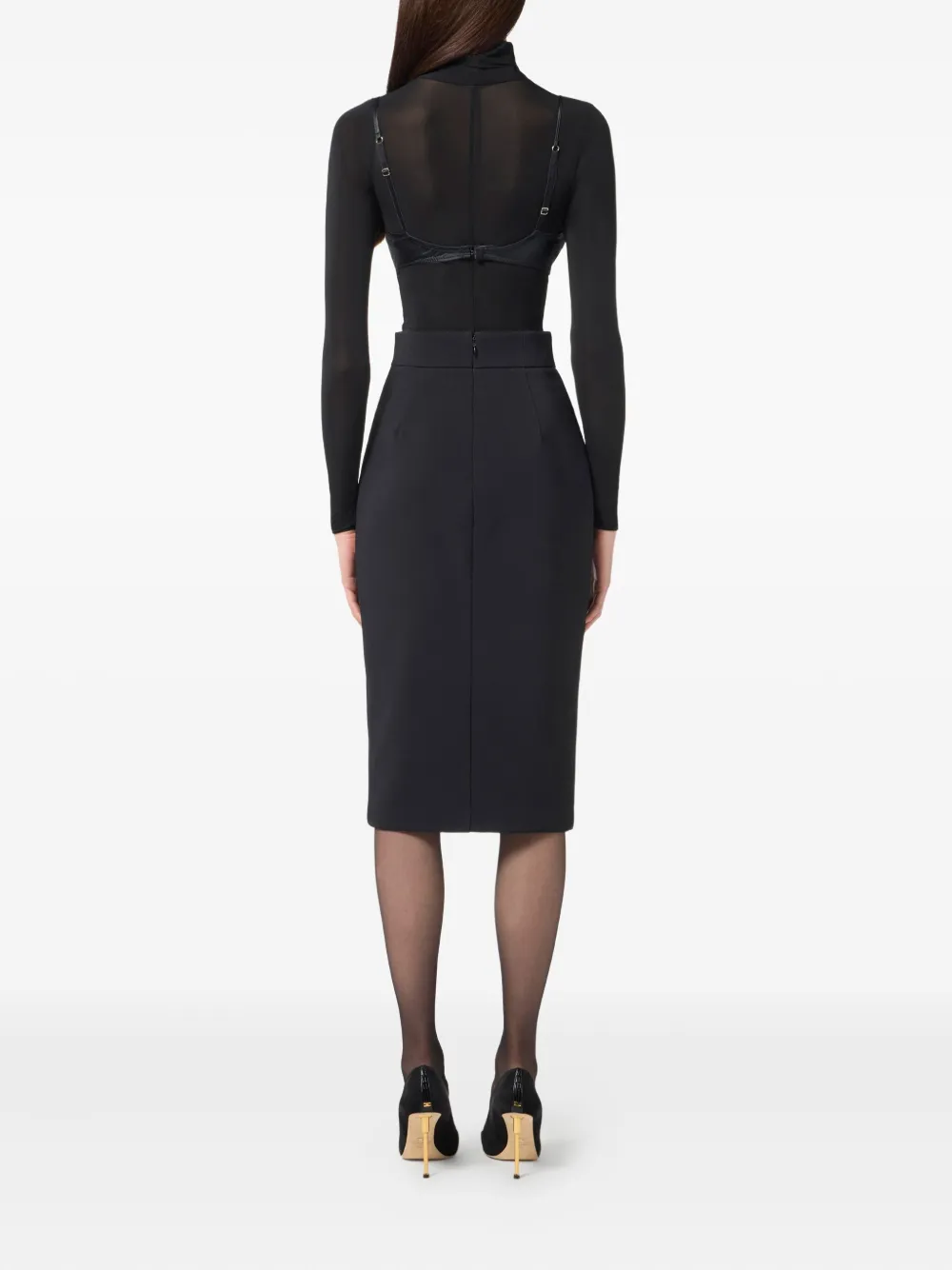 Elisabetta Franchi zip-front crêpe midi skirt Zwart