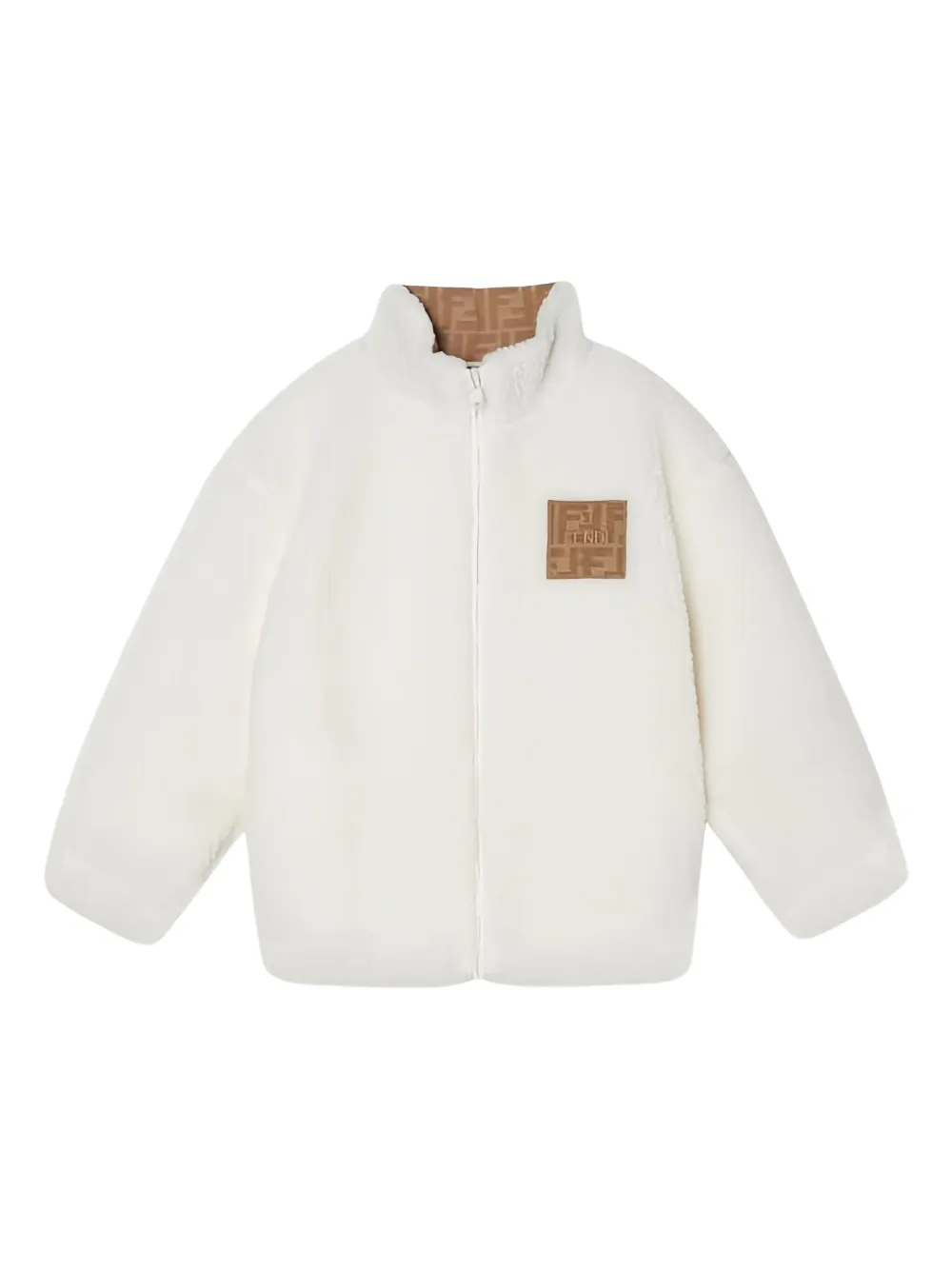 Fendi Kids teddy-bear logo-patch jacket - Bianco
