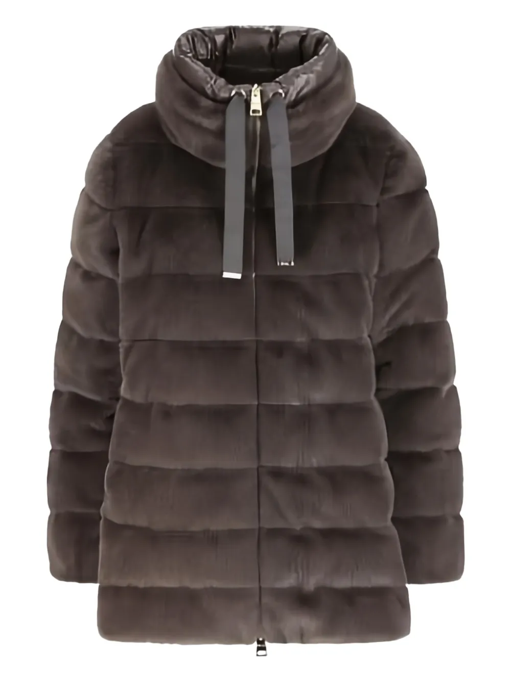 Herno A-shape Down Jacket Drawstring Detail In Brown