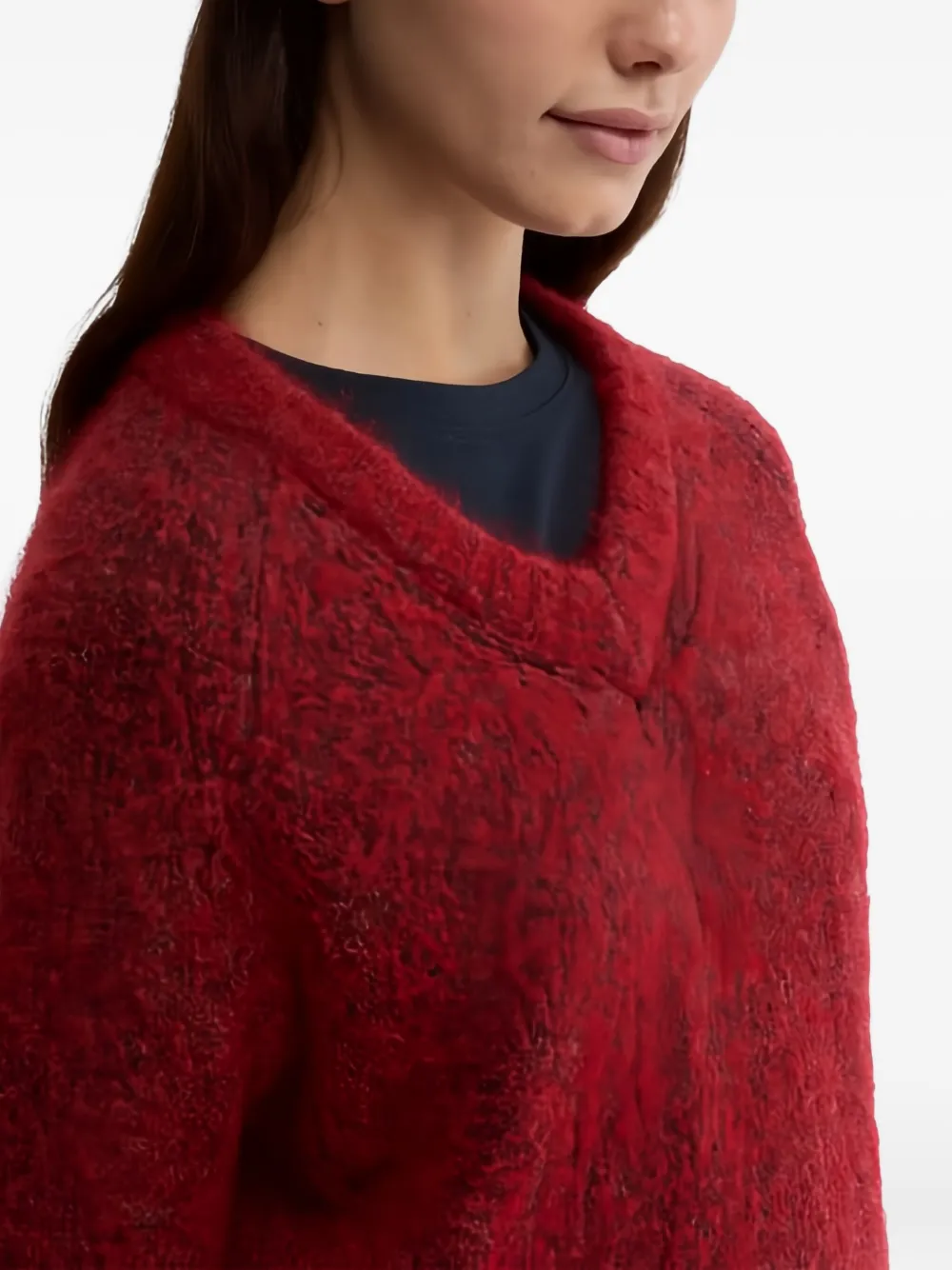 Aspesi Mohair Wool Blend Jumper In Red