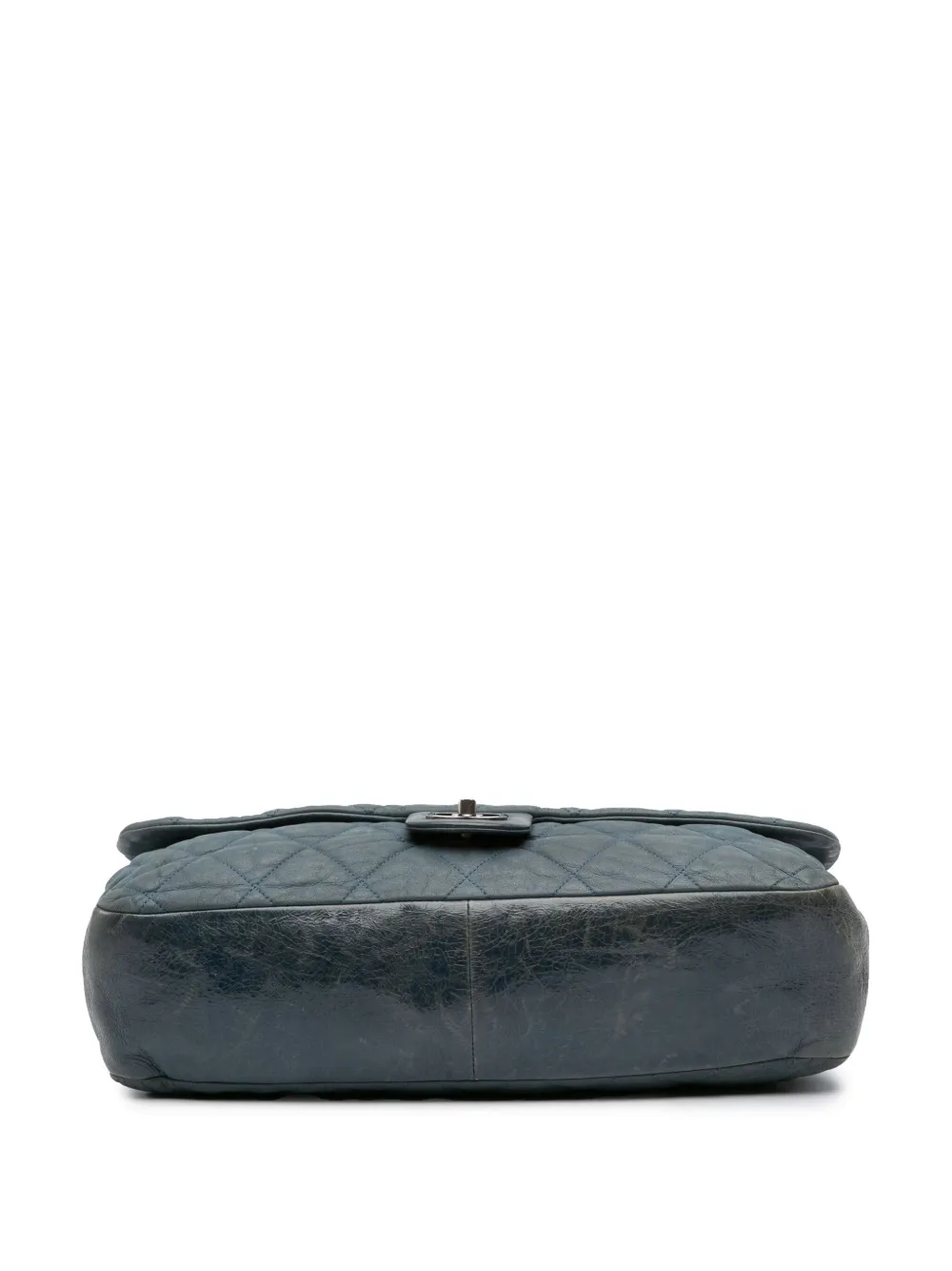 Pre-owned Chanel 2011 Jumbo Iridescent Calfskin In The Mix Flap Satchel In Blue
