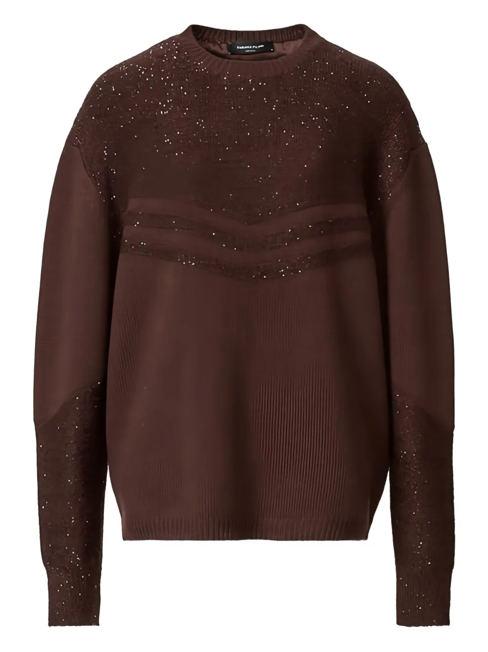 Fabiana Filippi sequin-embellished chevron sweater | Brown | Image 1
