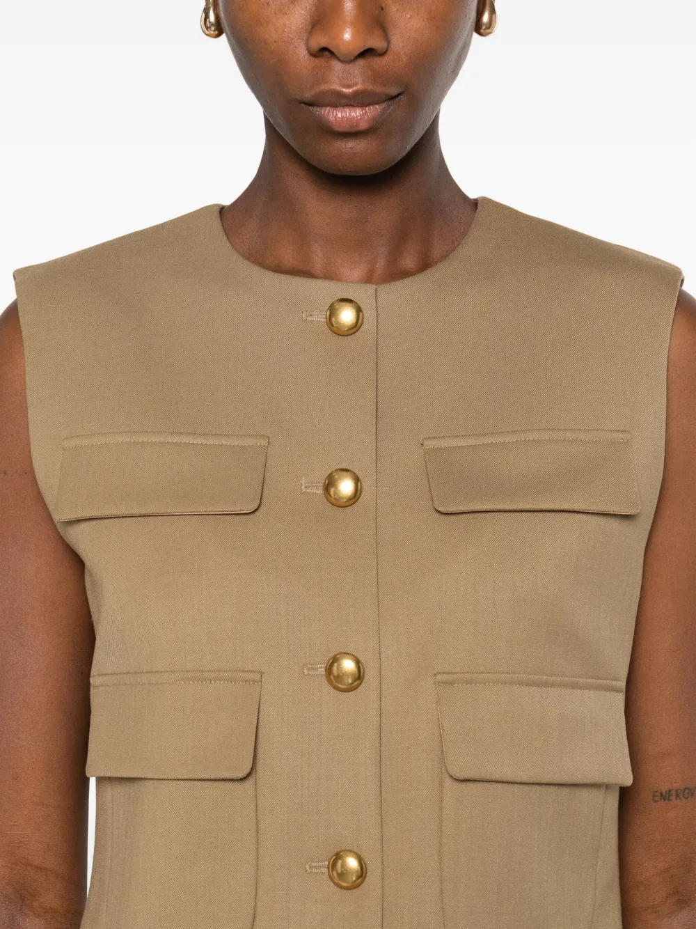 P.A.R.O.S.H. Gilet met knoopsluiting en zak Bruin