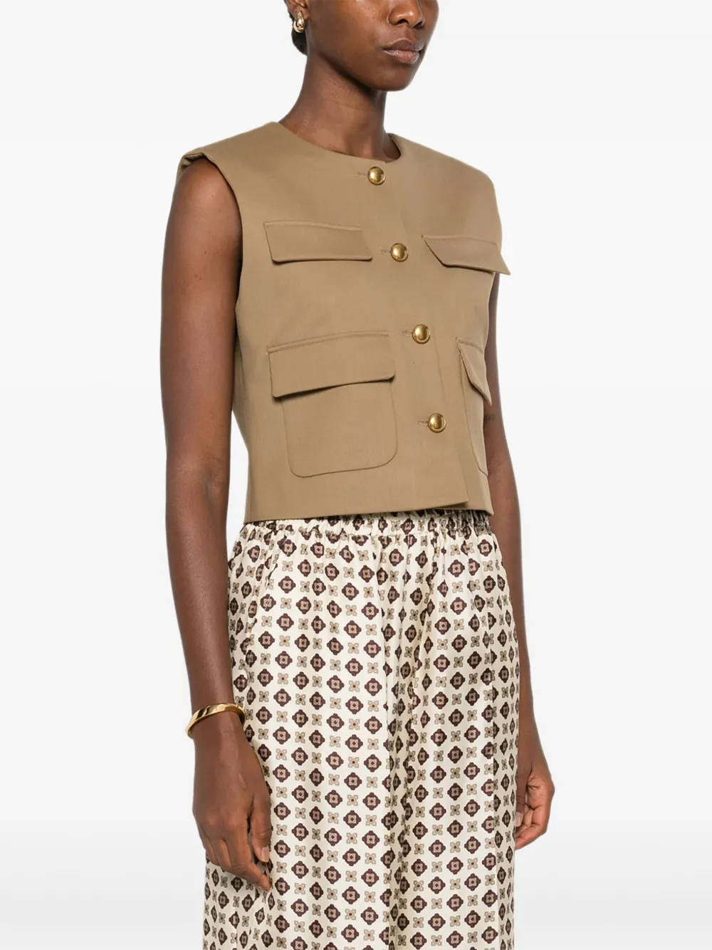 P.A.R.O.S.H. Gilet met knoopsluiting en zak Bruin