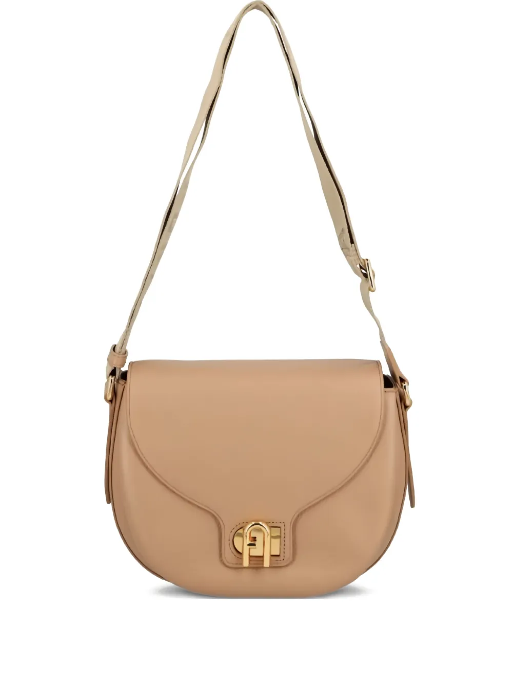 Furla Lotus curved leather satchel Bruin
