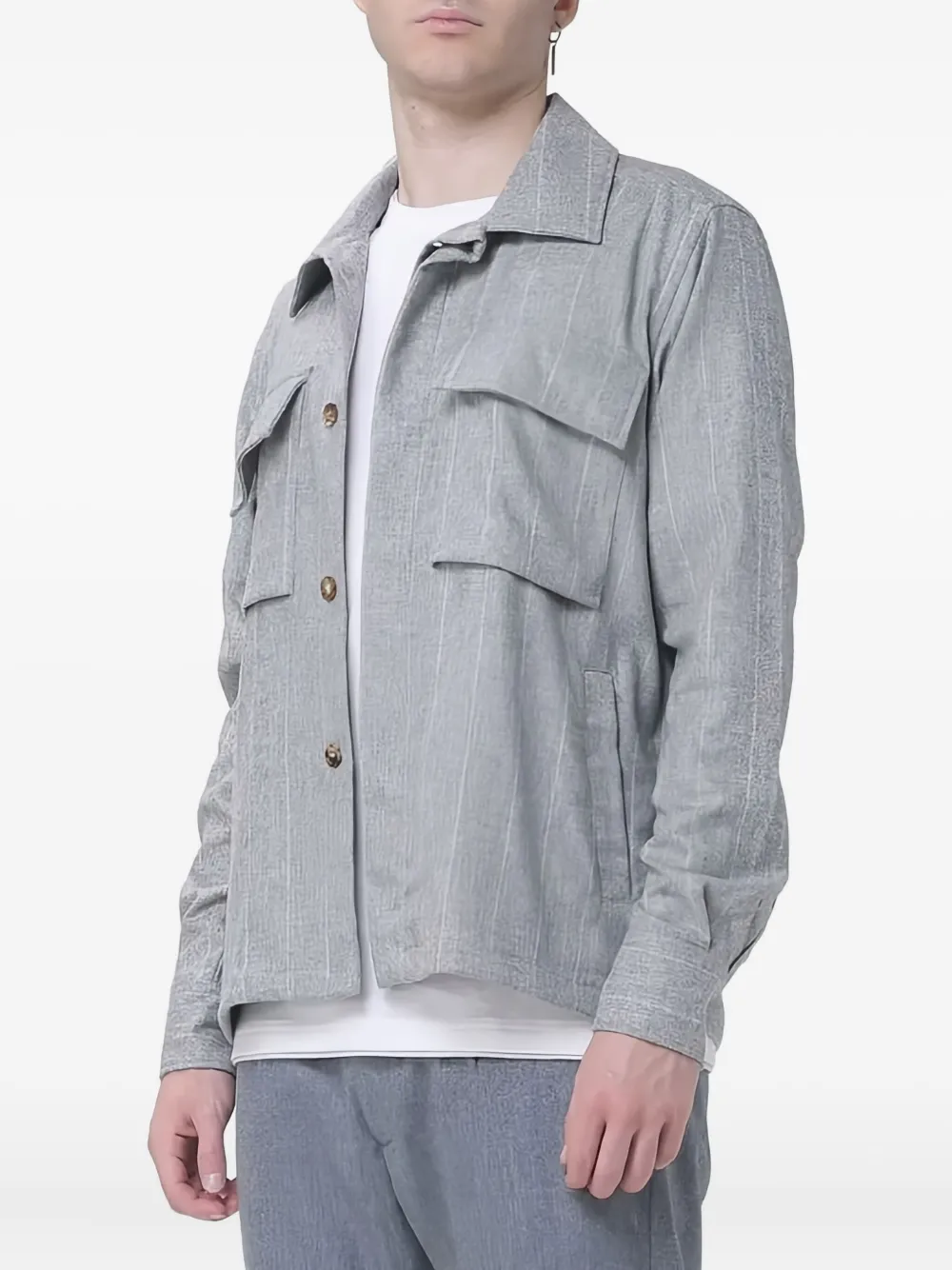 Eleventy striped pocket shirt - Grijs