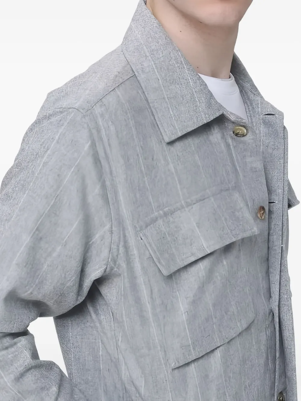 Eleventy Gestreept overhemd met zak Grijs