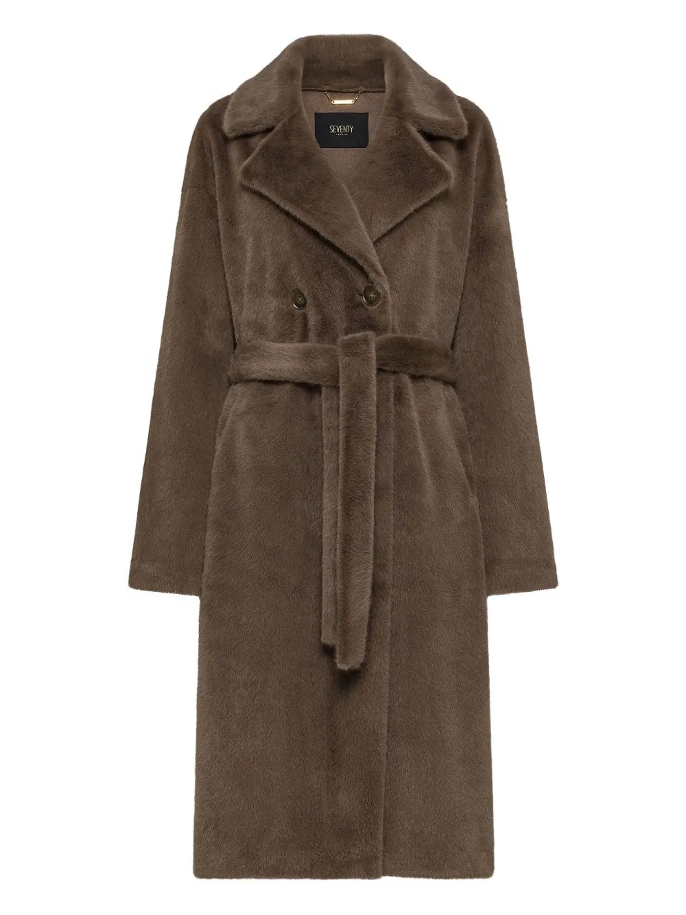 Seventy Belted Double-breasted Coat In Brown