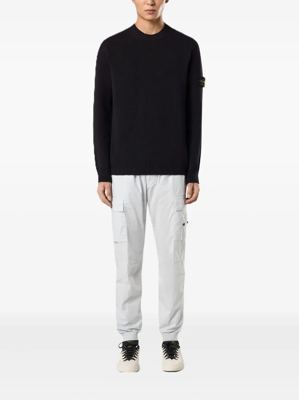 Stone Island ribbed-cuff logo-patch sweater - Blauw