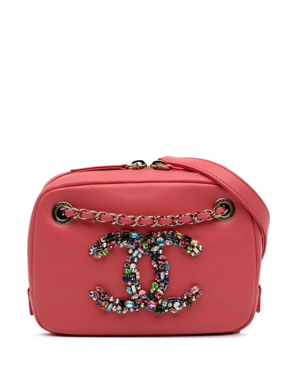 CHANEL Pre-Owned 2020 Lambskin Giant Crystal CC Camera Bag crossbody CHANEL Pre-Owned 2020 Lambskin Giant Crystal CC Camera Bag crossbody