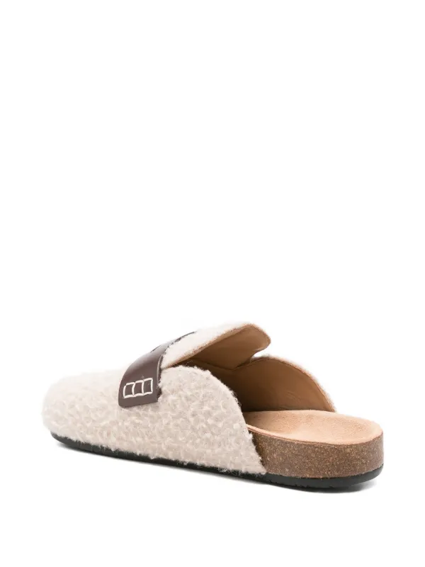 JW Anderson leather-detail Shearling Mules Neutrals FARFETCH PH