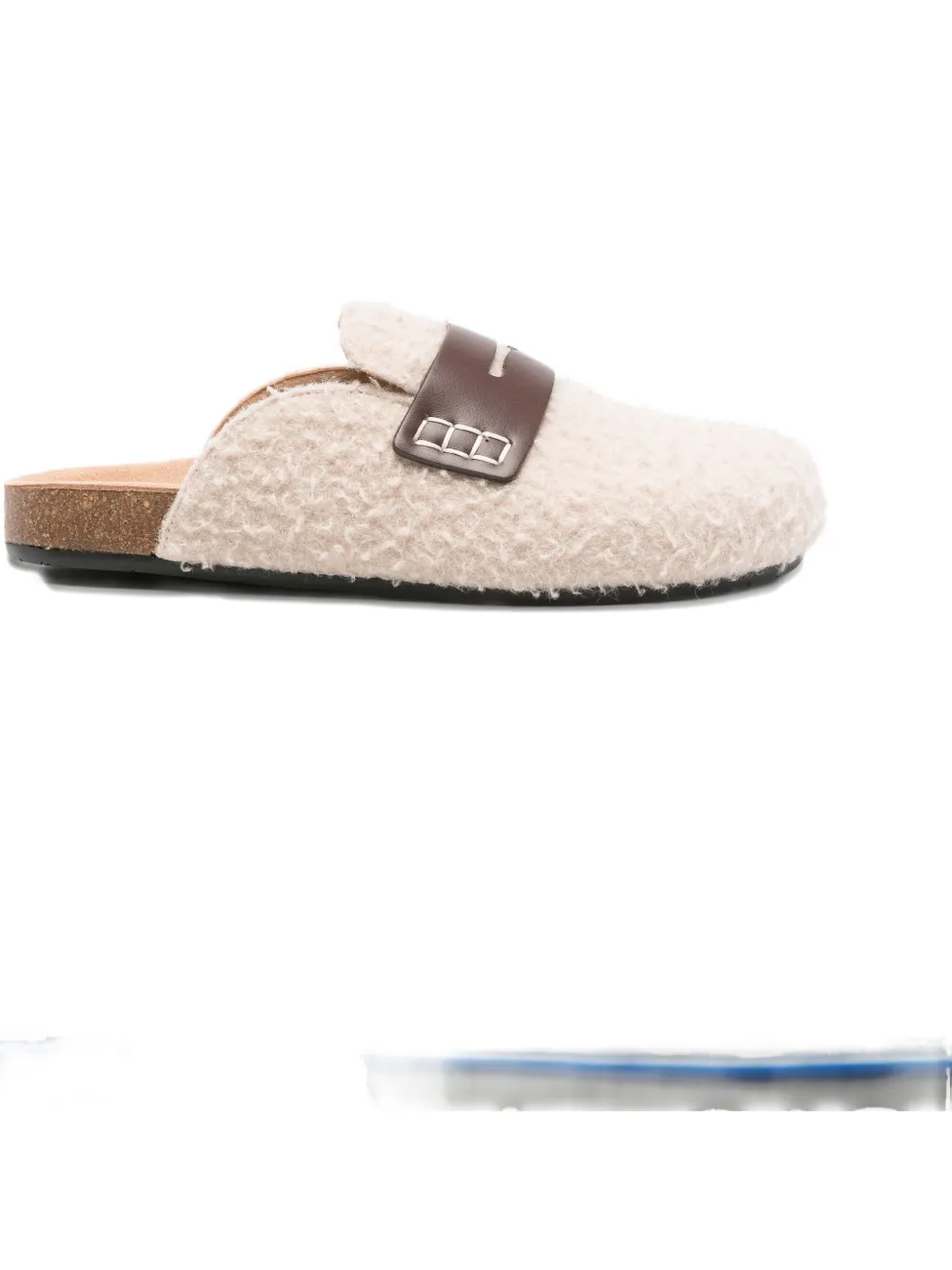 Jw Anderson Leather-detail Shearling Mules In Neutral