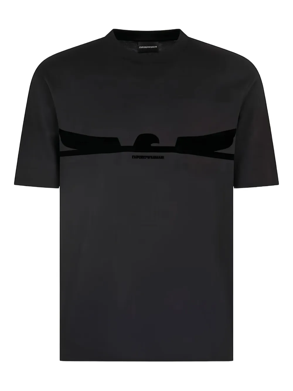 Emporio Armani eagle-emblem velvet-panel T-shirt | Black | Image 1