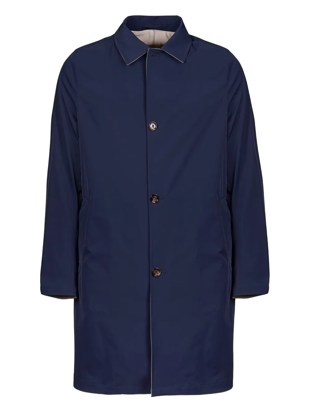 button-fastening trench coat