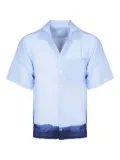 120% Lino dip-dyed short-sleeve linen shirt - Blue