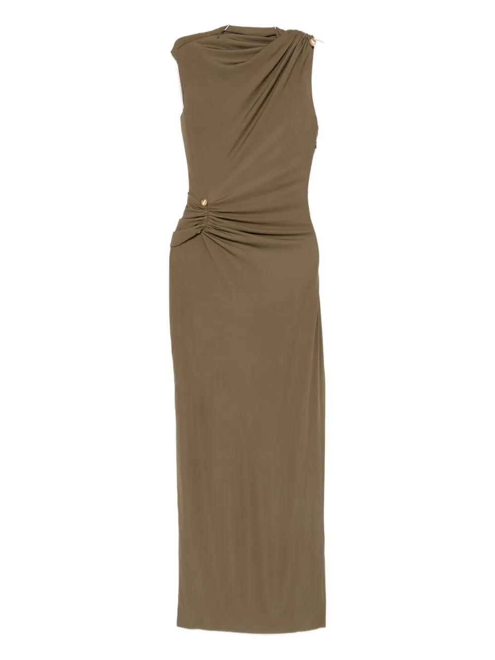 Cult Gaia Izola Draped Button Maxi Dress In Brown