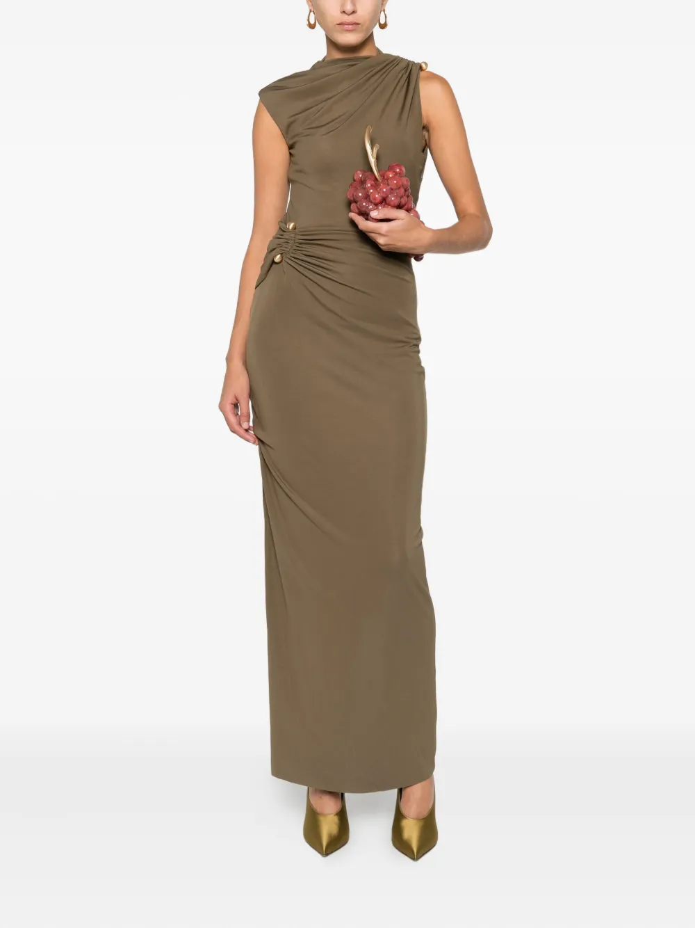 Cult Gaia Izola draped button maxi dress - Groen
