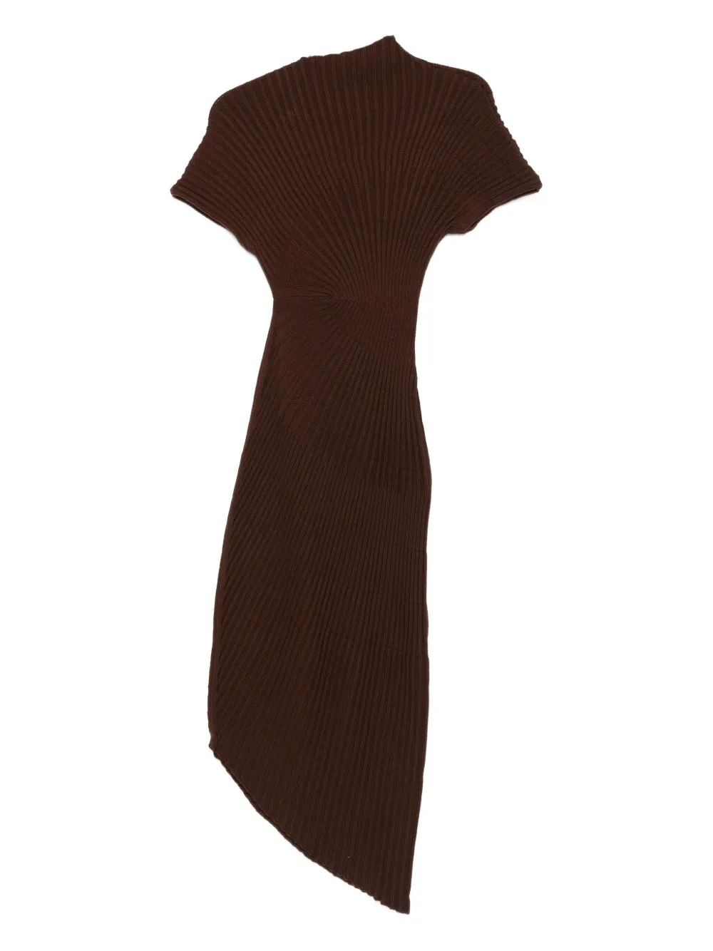 Cult Gaia Chrysta Asymmetric Ribbed Cotton Midi Dress In Brown