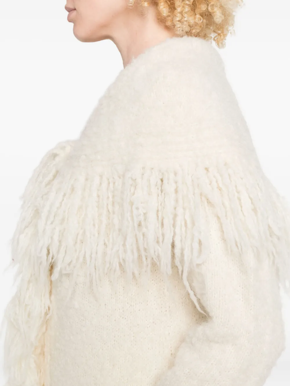 Cult Gaia Victoria Fringe-trimmed Coat In Neutral